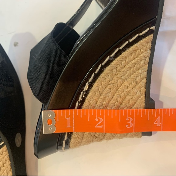 CHARLES by CHARLES DAVID black wedge platform sandals jute rope heel trim 11 - Picture 12 of 14